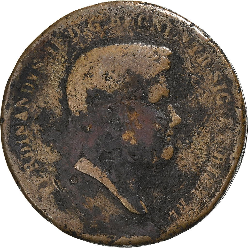 STATI ITALIANI, NAPLES, Ferdinando II, 10 Tornesi, 1848, Rame, B+, KM:331