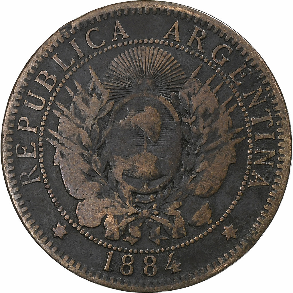 Argentina, 2 Centavos, 1884, Bronzo, B+, KM:33