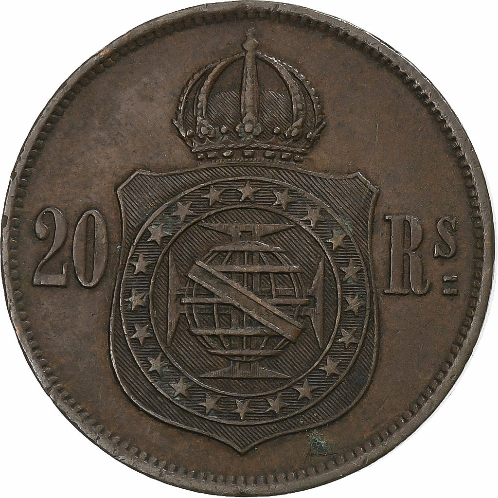 Brazil, Pedro II, 20 Reis, 1868, Bronze, EF(40-45), KM:474