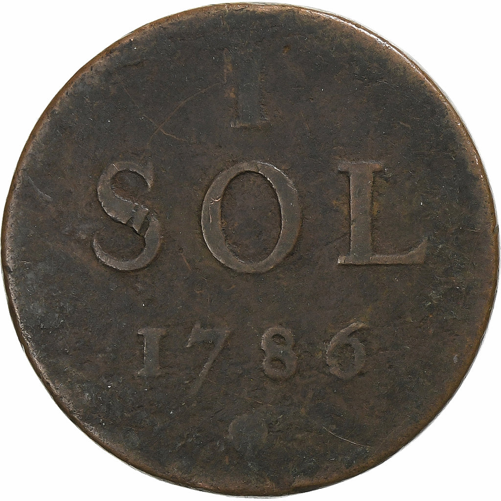 Luxembourg, Joseph II, Sol, 1786, Brussels, Copper, F(12-15), KM:11