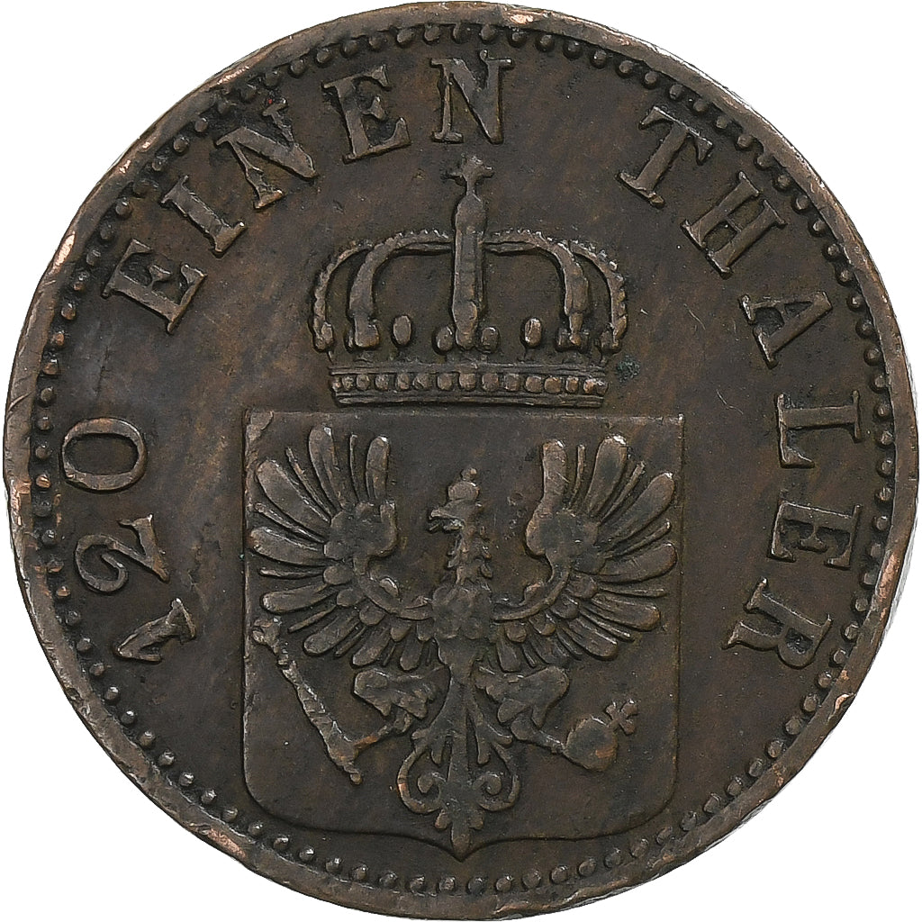 Germany, PRUSSIA, Wilhelm I, 3 Pfenninge, 1865, Berlin, Copper, EF(40-45)