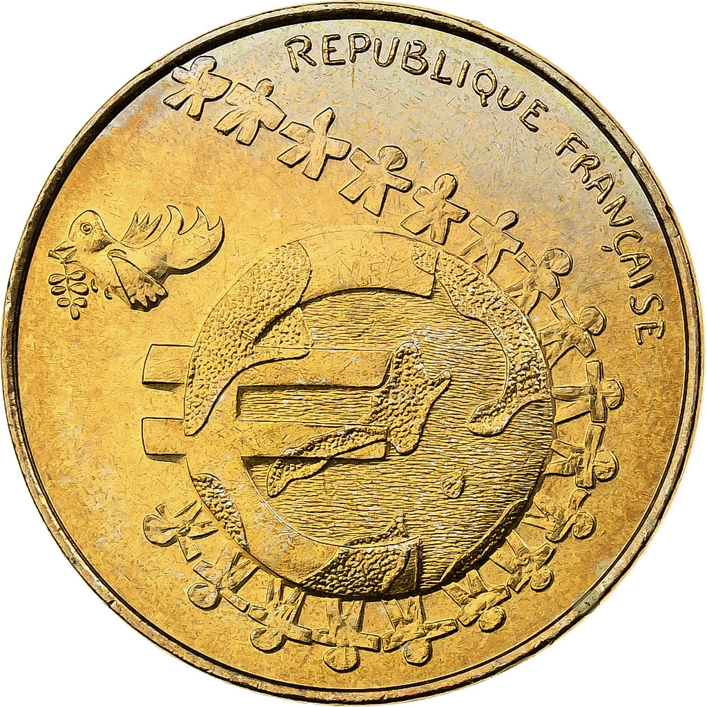 França, 1/4 Euro, Children's Euro Design, 2002, Paris, Cuproníquel Alumínio