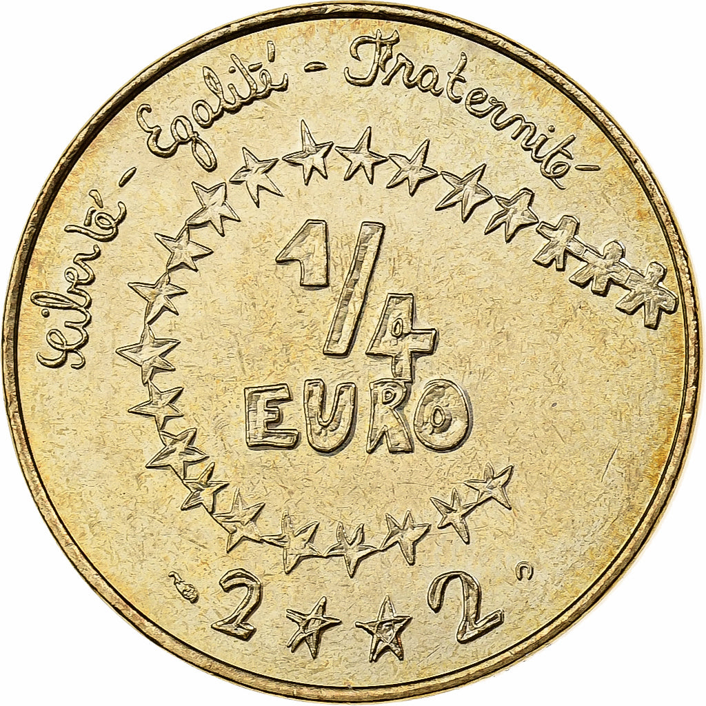 França, 1/4 Euro, Children's Euro Design, 2002, Paris, Cuproníquel Alumínio