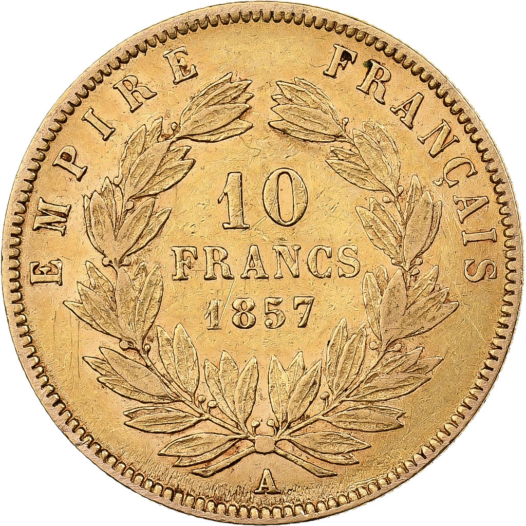 Frankreich, Napoleon III, 10 Francs, 1857, Paris, Gold, S, Gadoury:1014