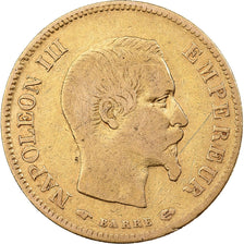 França, Napoleon III, 10 Francs, 1858, Paris, Dourado, VF(20-25), Gadoury:1014