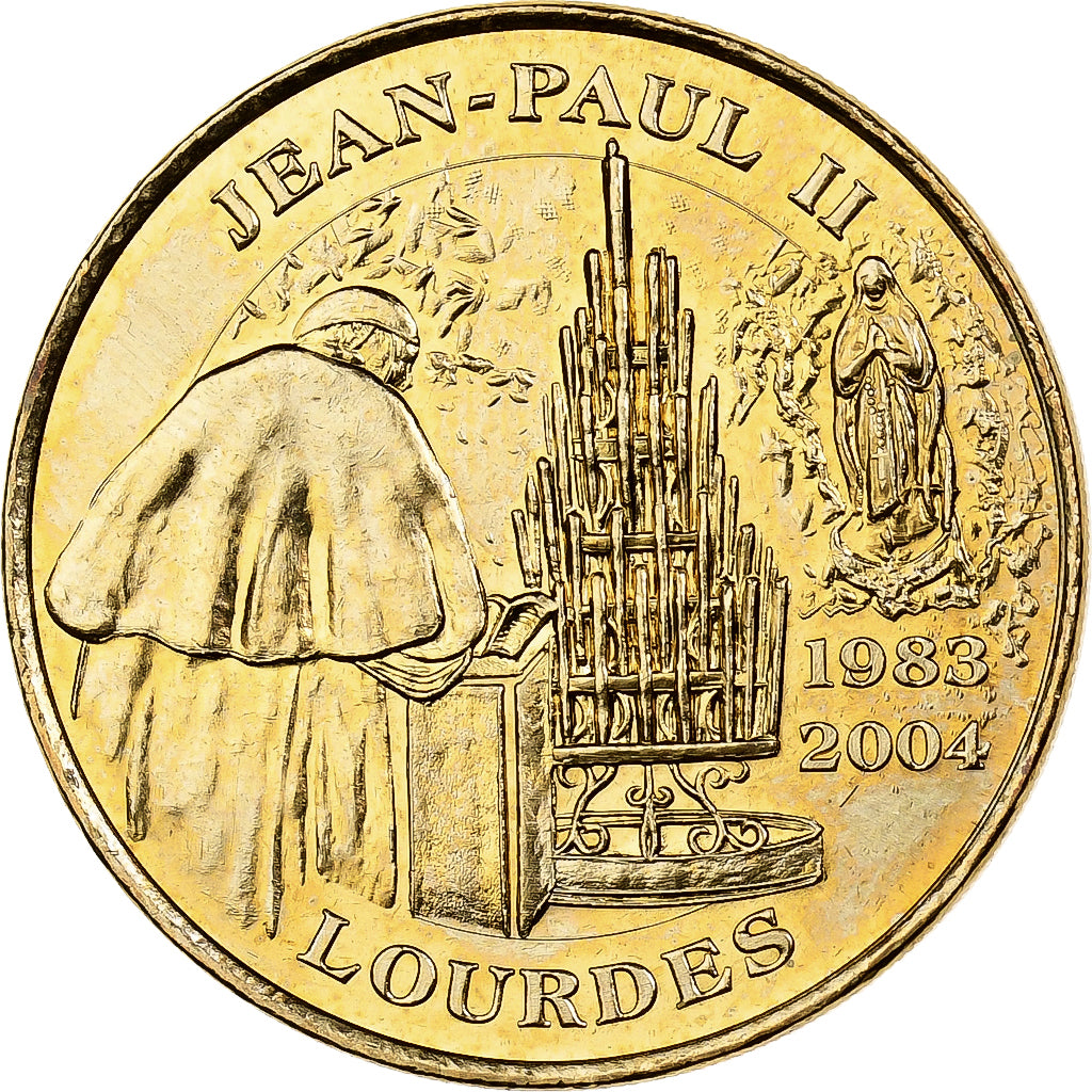 Vatican, Token, Jean-Paul II, Lourdes, 2004, Copper-Nickel Gilt, AU(55-58)