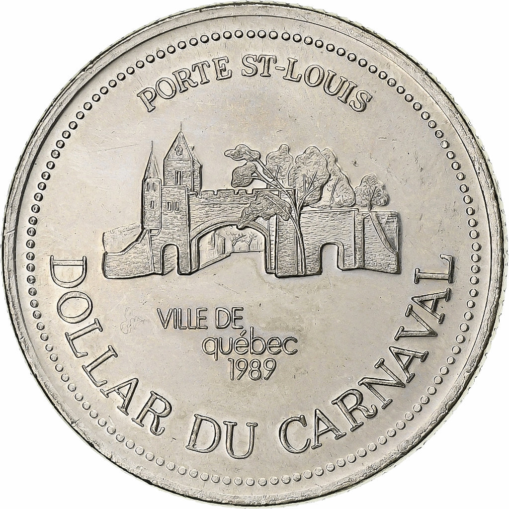 Canadá, Dollar, Carnaval de Québec, 1989, Cupronickel, Porte Saint-Louis