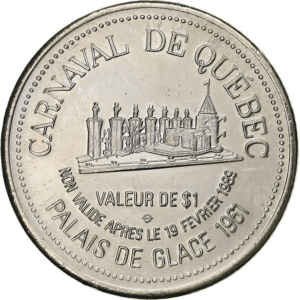 Canadá, Dollar, Carnaval de Québec, 1989, Cupronickel, Porte Saint-Louis