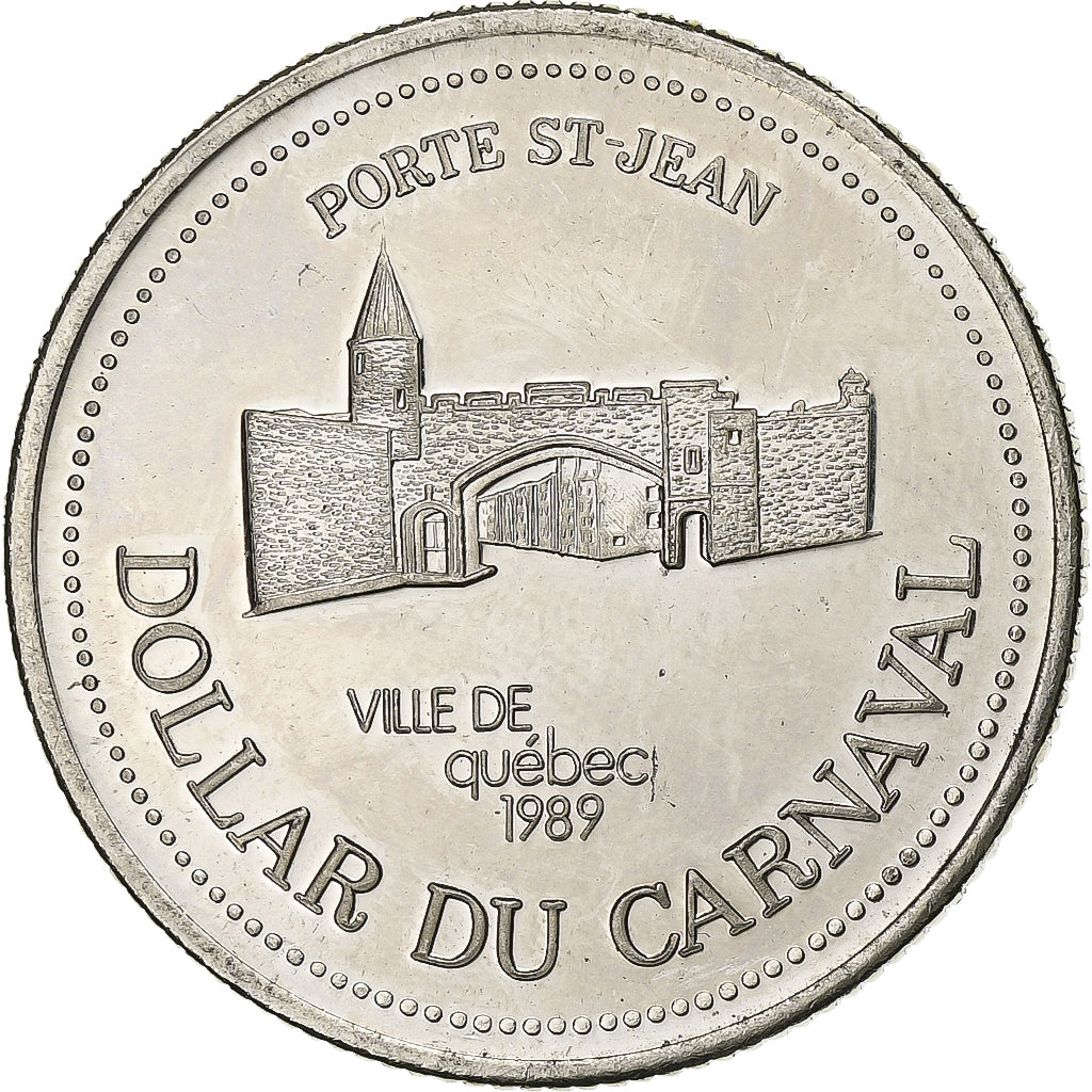 Canada, Dollar, Carnaval de Québec, 1989, Cupronickel, Porte Saint-Jean