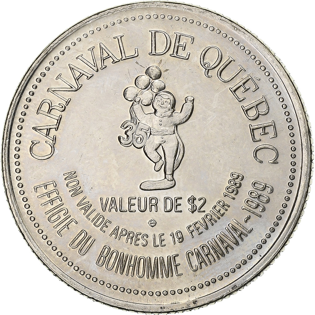 Canadá, Dollar, Carnaval de Québec, 1989, Cupronickel, Porte Kent, AU(55-58)