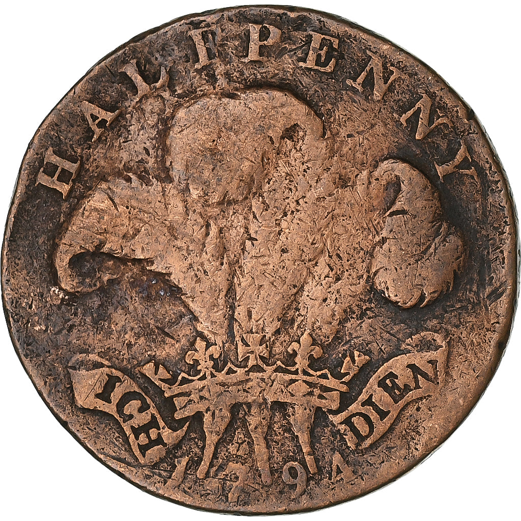 Regno Unito, ficha, Halfpenny Token, George, Prince of Wales, 1794, Rame, MB