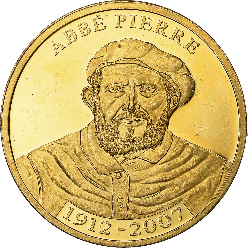 Francia, medalla, L'Abbé Pierre, 2007, Copper Gilt, MBC+