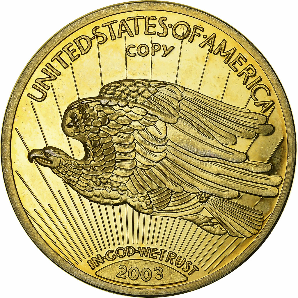 France, Medal, Reproduction Twenty Dollar Liberty, 2003, Copper Gilt, MS(63)
