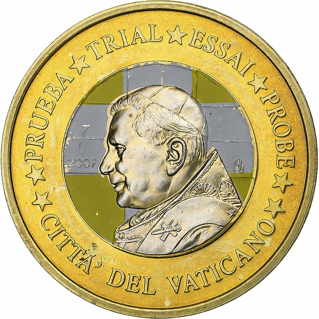 Vatican, Euro, 1 E, Essai-Trial Benoit XVI, 2007, Bimétallique, SUP