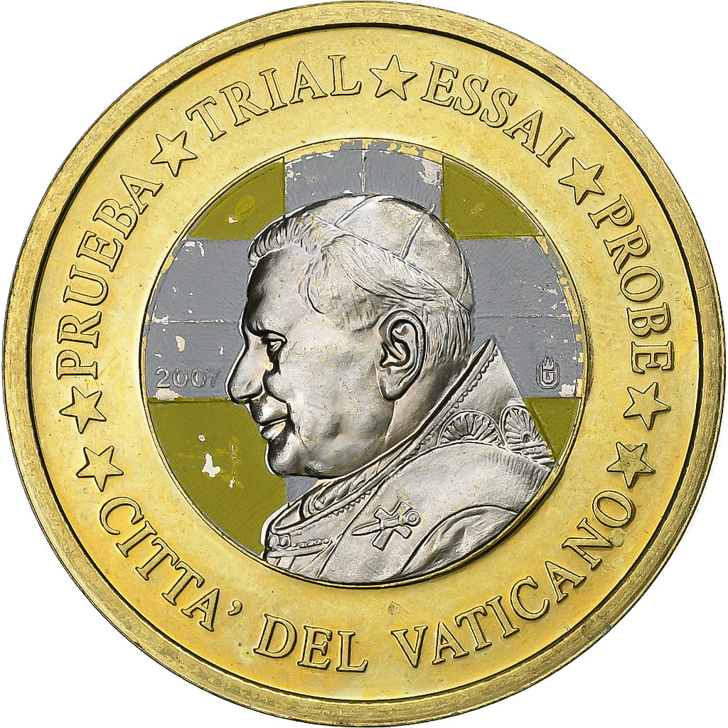 Vaticano, Euro, 1 E, Essai-Trial Benoit XVI, 2007, Bimetálico, EBC