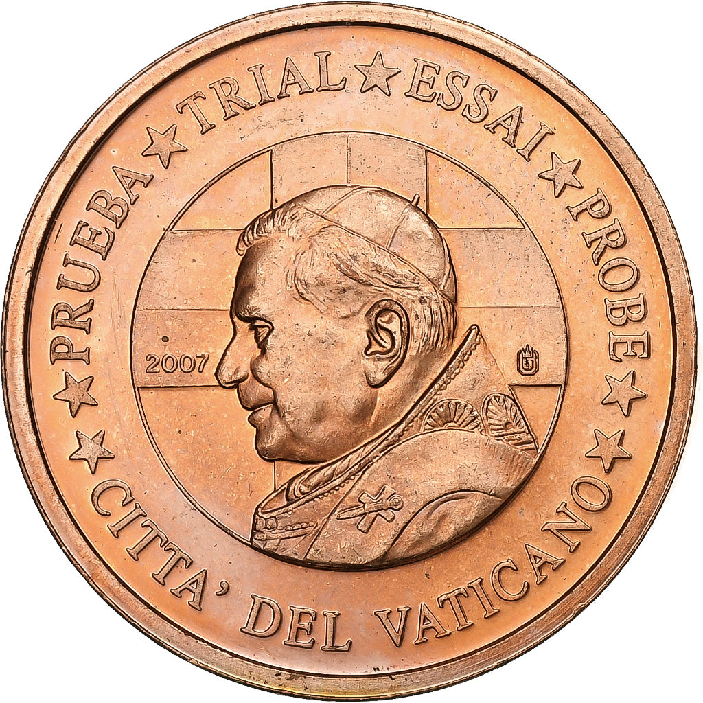 Vaticano, 5 Euro Cent, 5 C, Essai-Trial Benoit XVI, 2007, Cobre, AU(55-58)