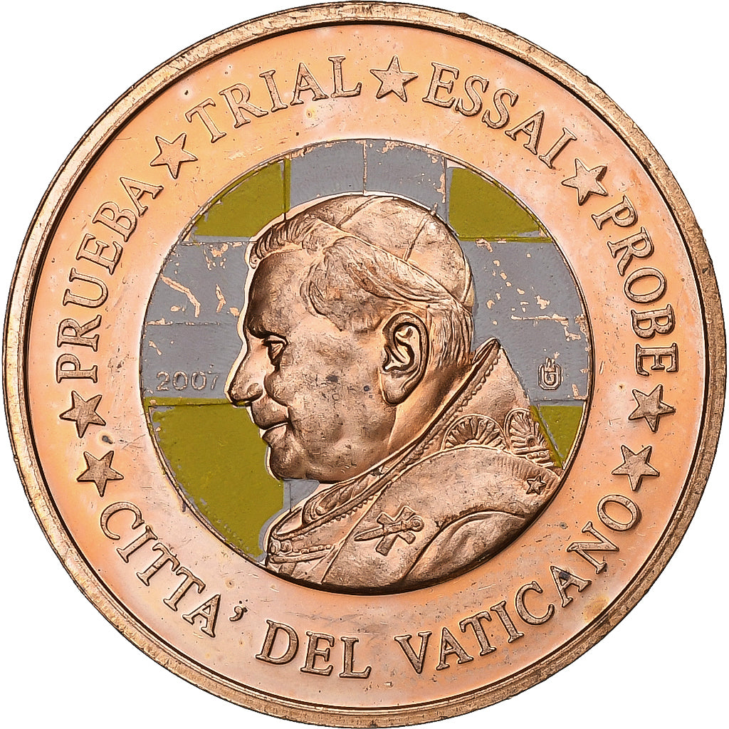 Vatican, 5 Euro Cent, 5 C, Essai-Trial Benoit XVI, 2007, Copper, AU(55-58)