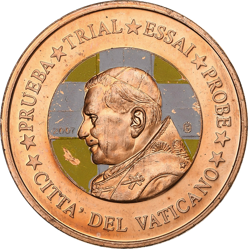 Vatican, 5 Euro Cent, 5 C, Essai-Trial Benoit XVI, 2007, Cuivre, SUP