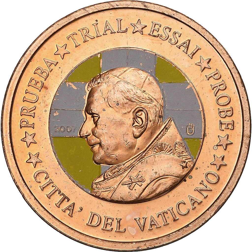 Watykan, 2 Euro Cent, 2 C, Essai-Trial Benoit XVI, 2007, Miedź, AU(55-58)