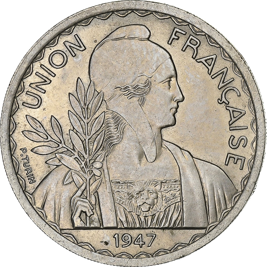 Francuskie Indochiny, Piastre, 1947, Paris, Miedź-Nikiel, AU(55-58)