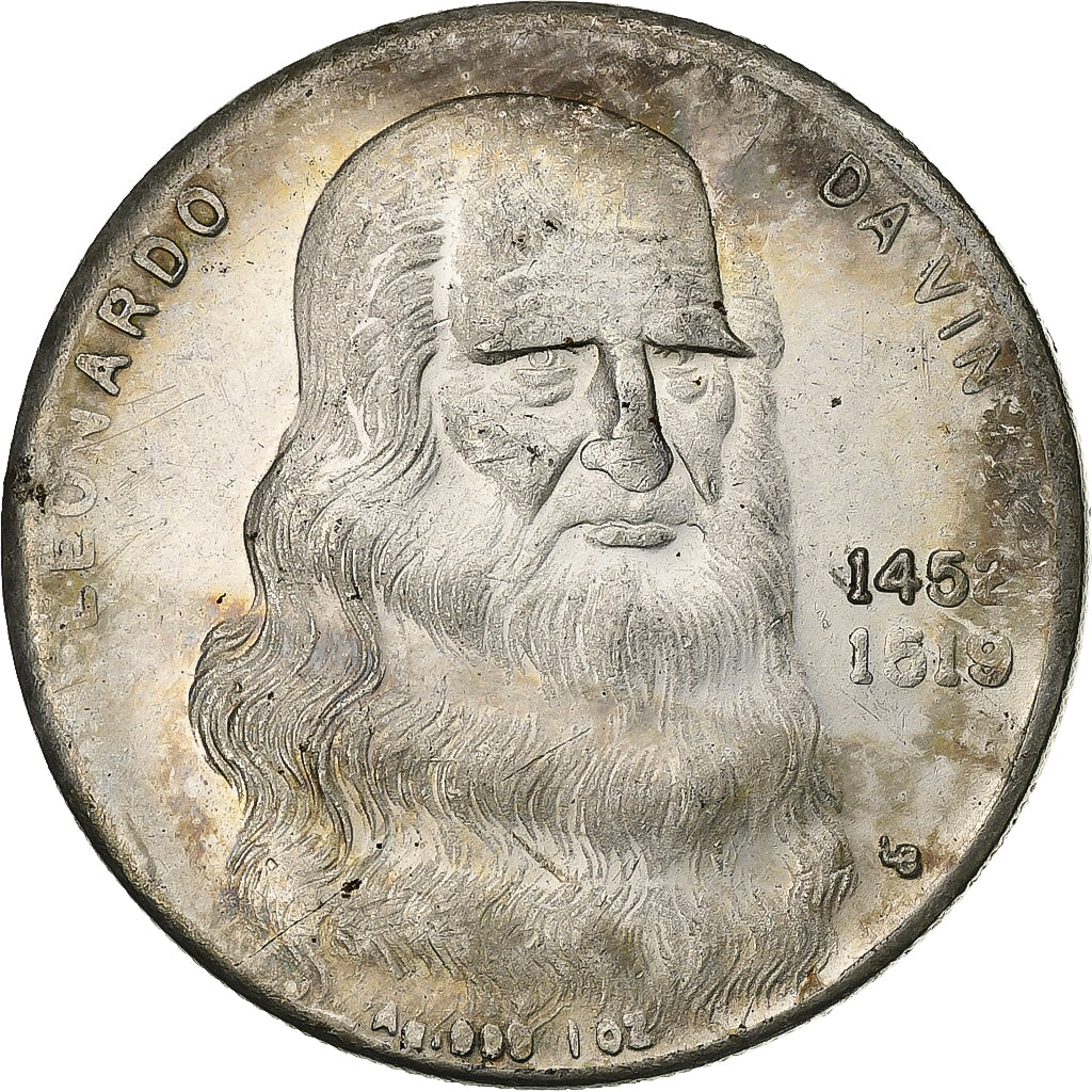 Francia, medalla, La Maja Nue, Léonard de Vinci, Bronce plateado, MBC+