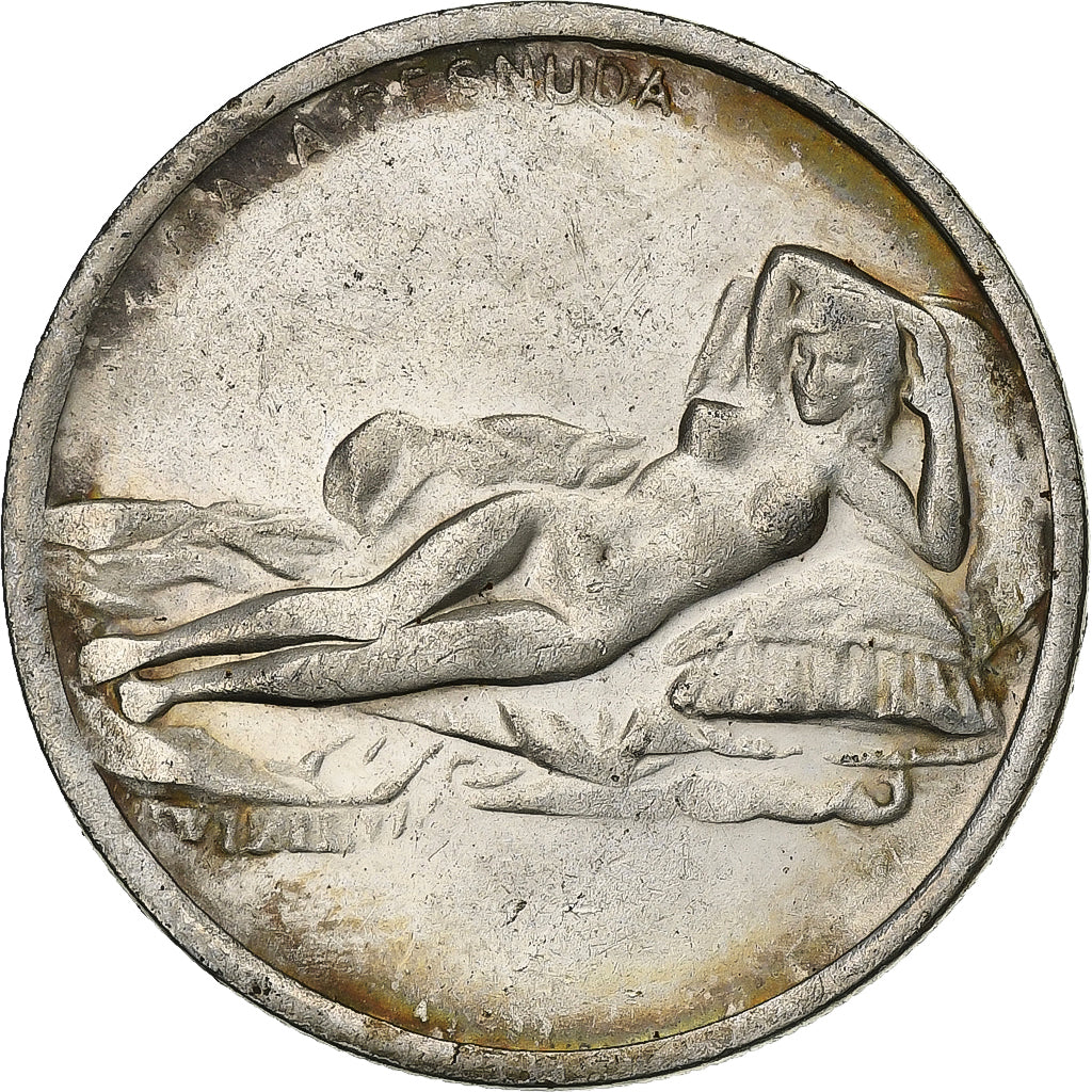 Francia, medalla, La Maja Nue, Léonard de Vinci, Bronce plateado, MBC+
