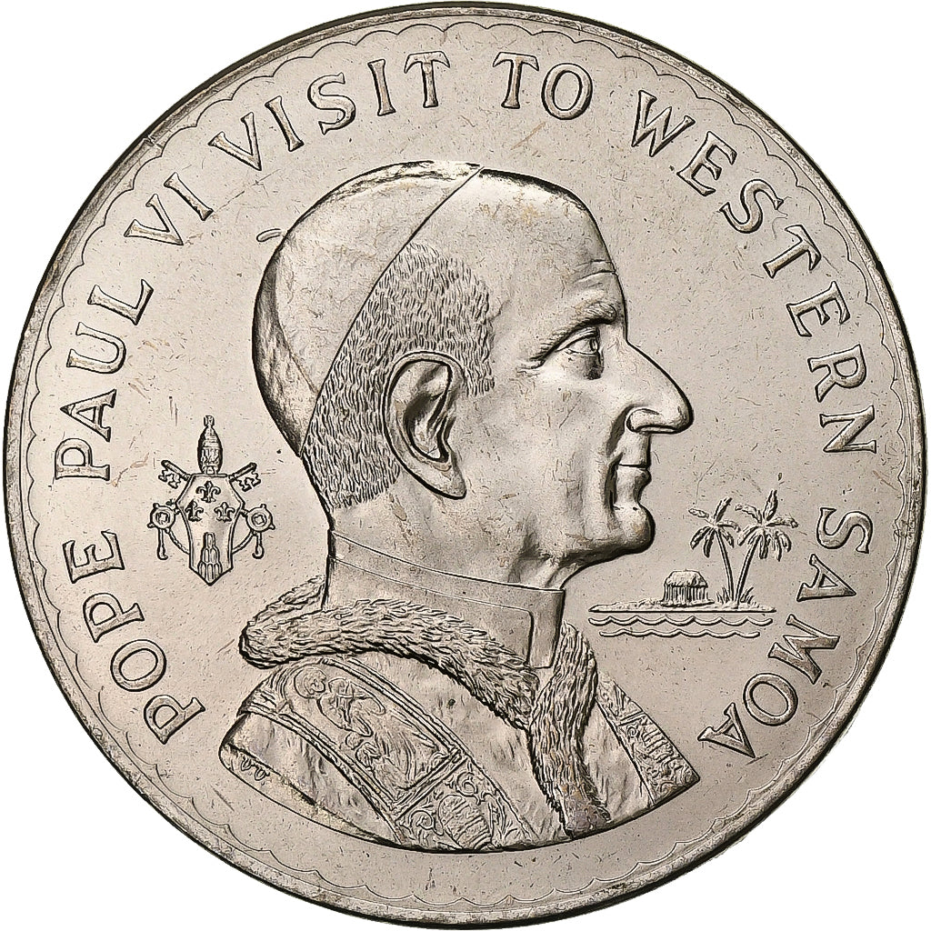Samoa, Dollar, 1970, Paul VI Visit, Copper-nickel, MS(64)