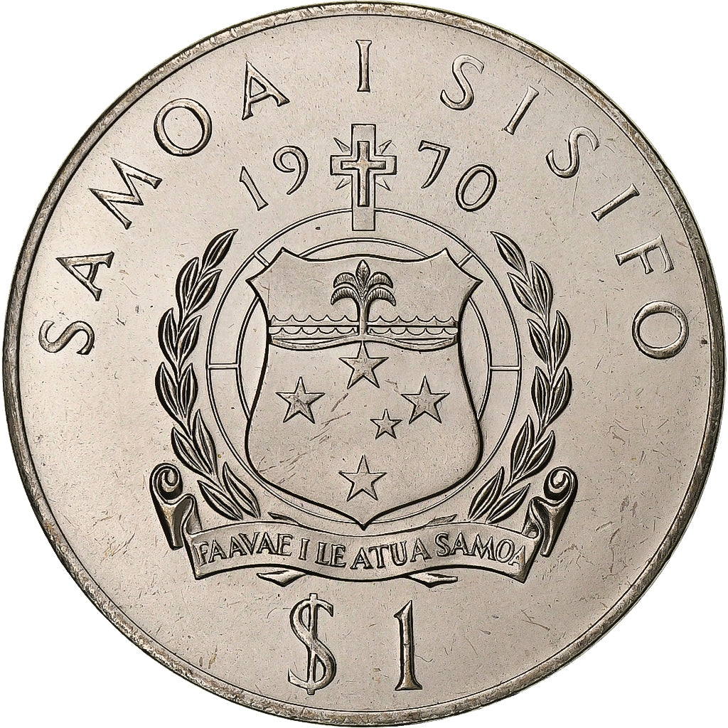 Samoa, Dollar, 1970, Paul VI Visit, Copper-nickel, MS(64)