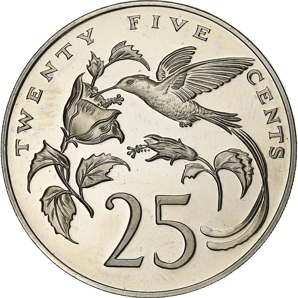 Jamaica, 25 Cents, 1973, Franklin Mint, Proof, Cupronickel, MS(63), KM:56
