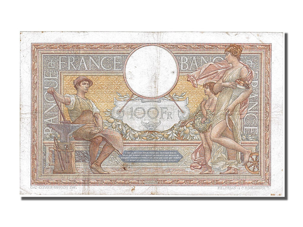 Banknote, France, 100 Francs, 100 F 1908-1939 ''Luc Olivier Merson'', 1938