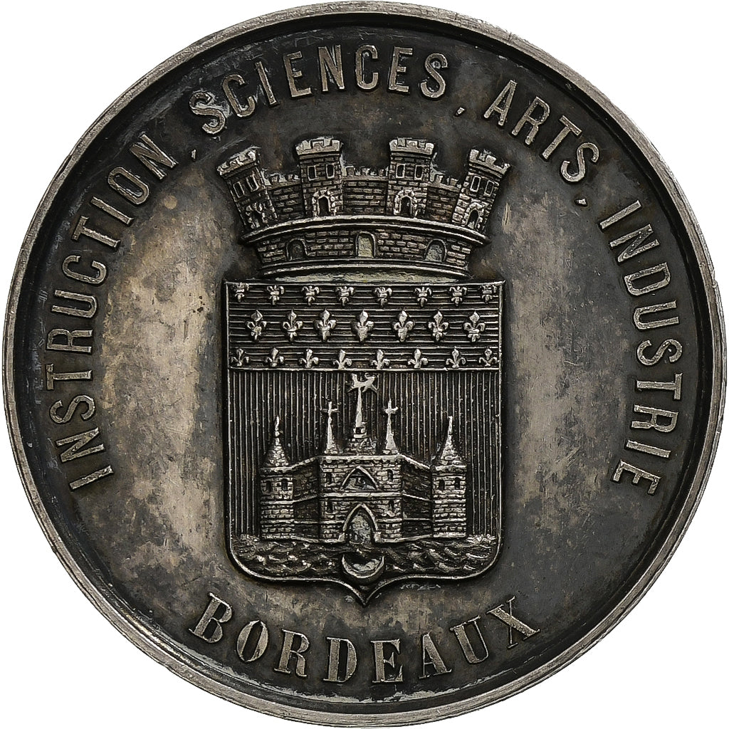 Francja, medal, Société Philomathique, Exposition, Bordeaux, 1865, Srebro