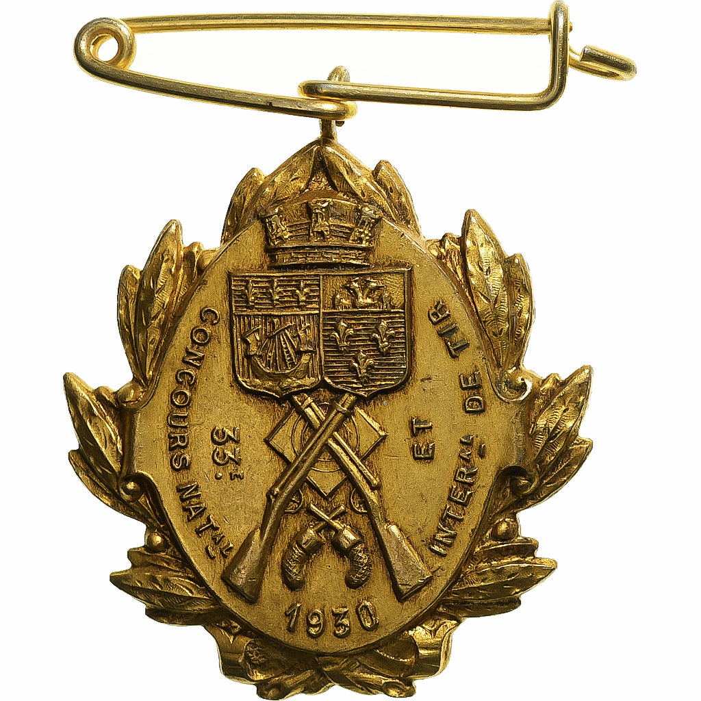 France, Medal, 33ème Concours International de Tir, 1930, Gilt Metal, PARIS