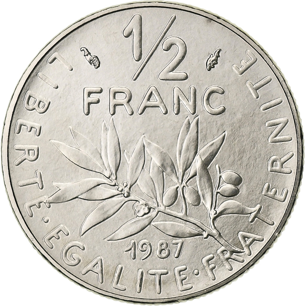 Francia, 1/2 Franc, Semeuse, 1987, Paris, Nichel, FDC, Gadoury:429, KM:931.1