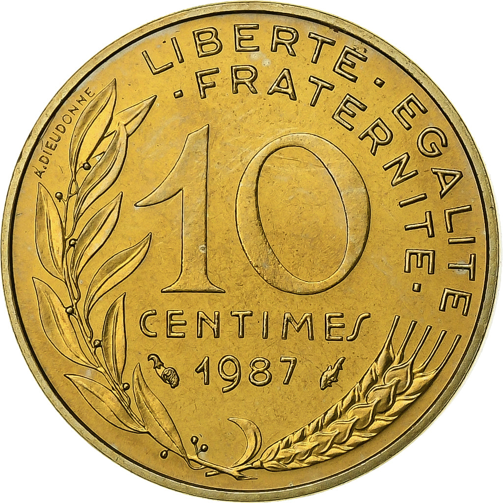 Francia, 10 Centimes, Marianne, 1987, Paris, Lagriffoul, Alluminio-bronzo, FDC