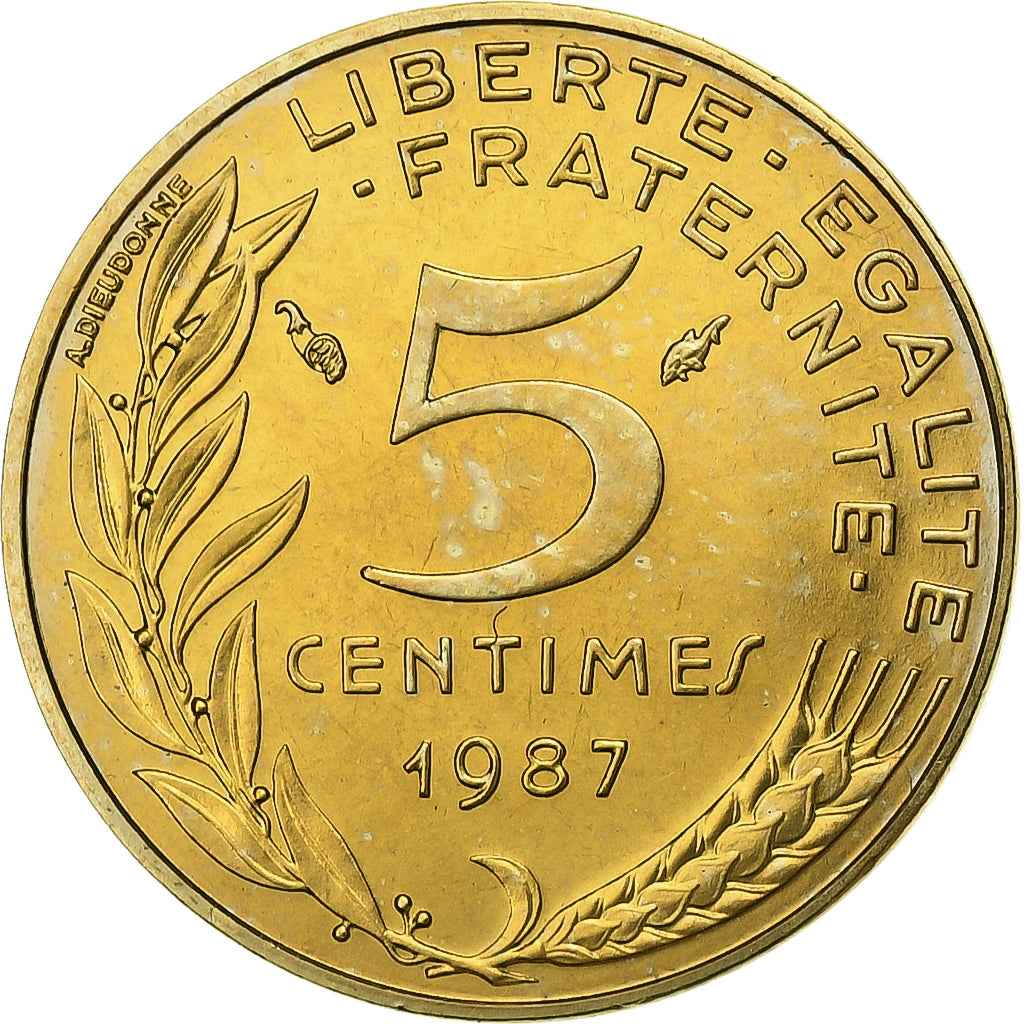 Francia, 5 Centimes, Marianne, 1987, Paris, Lagriffoul, Aluminio - bronce, FDC