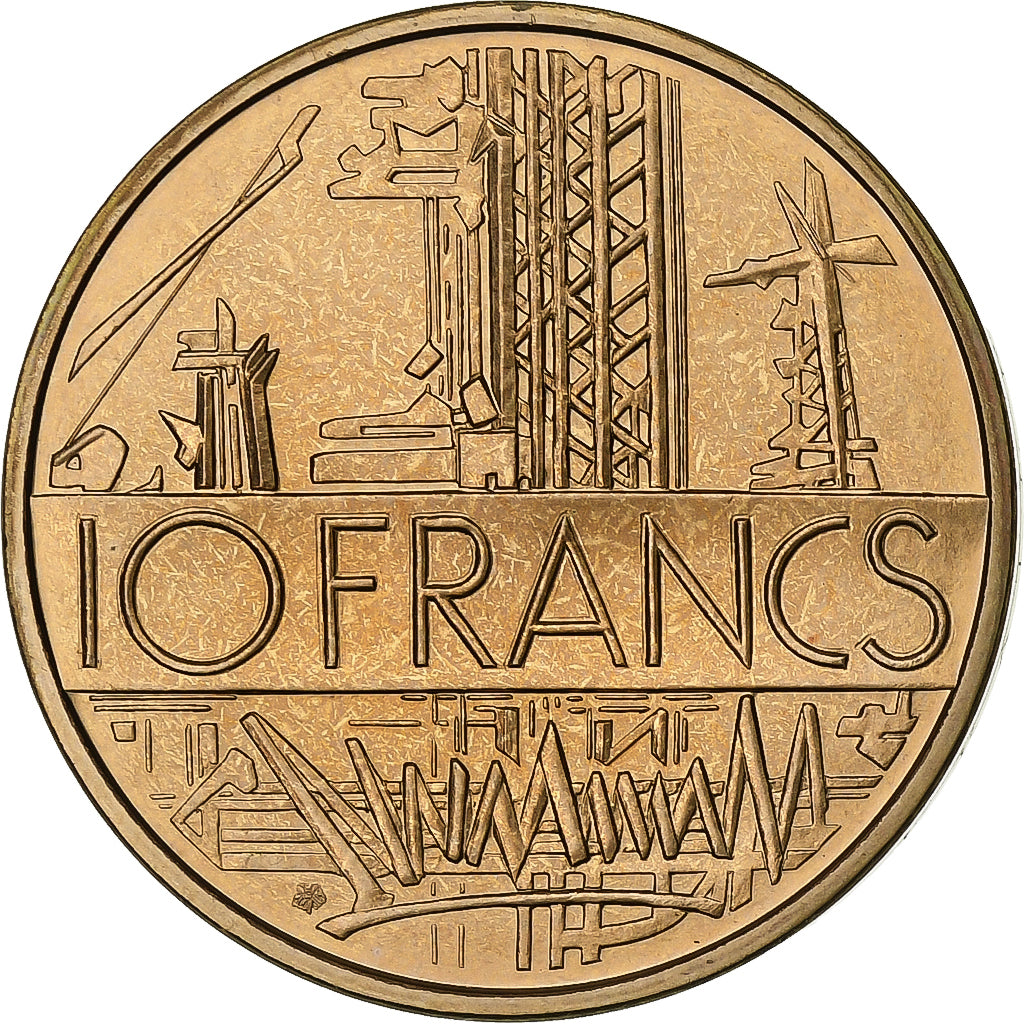 Frankreich, 10 Francs, Mathieu, 1975, Paris, Tranche B, Nickel-brass, STGL