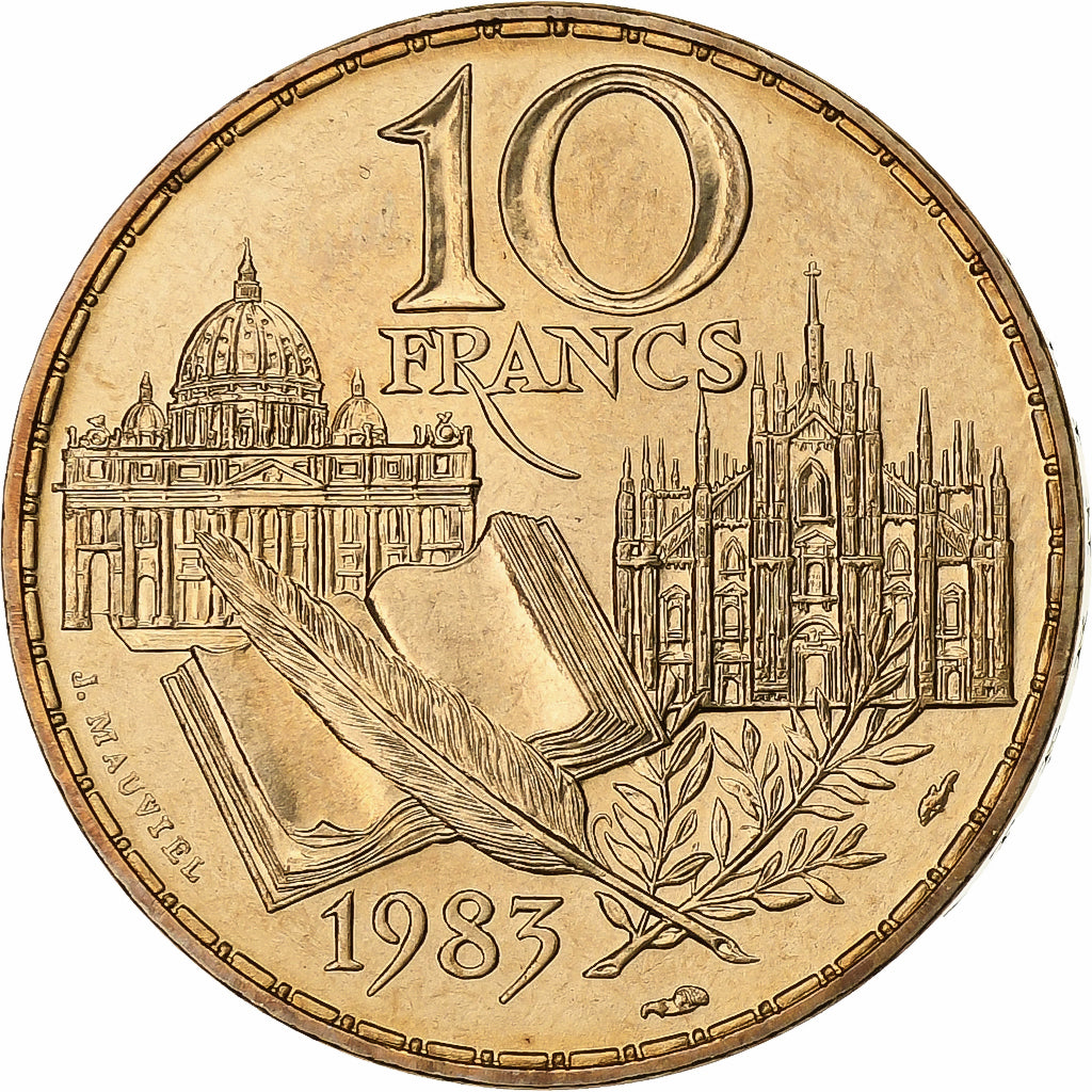 France, 10 Francs, Stendhal, 1983, Paris, Tranche B, Nickel-Bronze, MS(65-70)