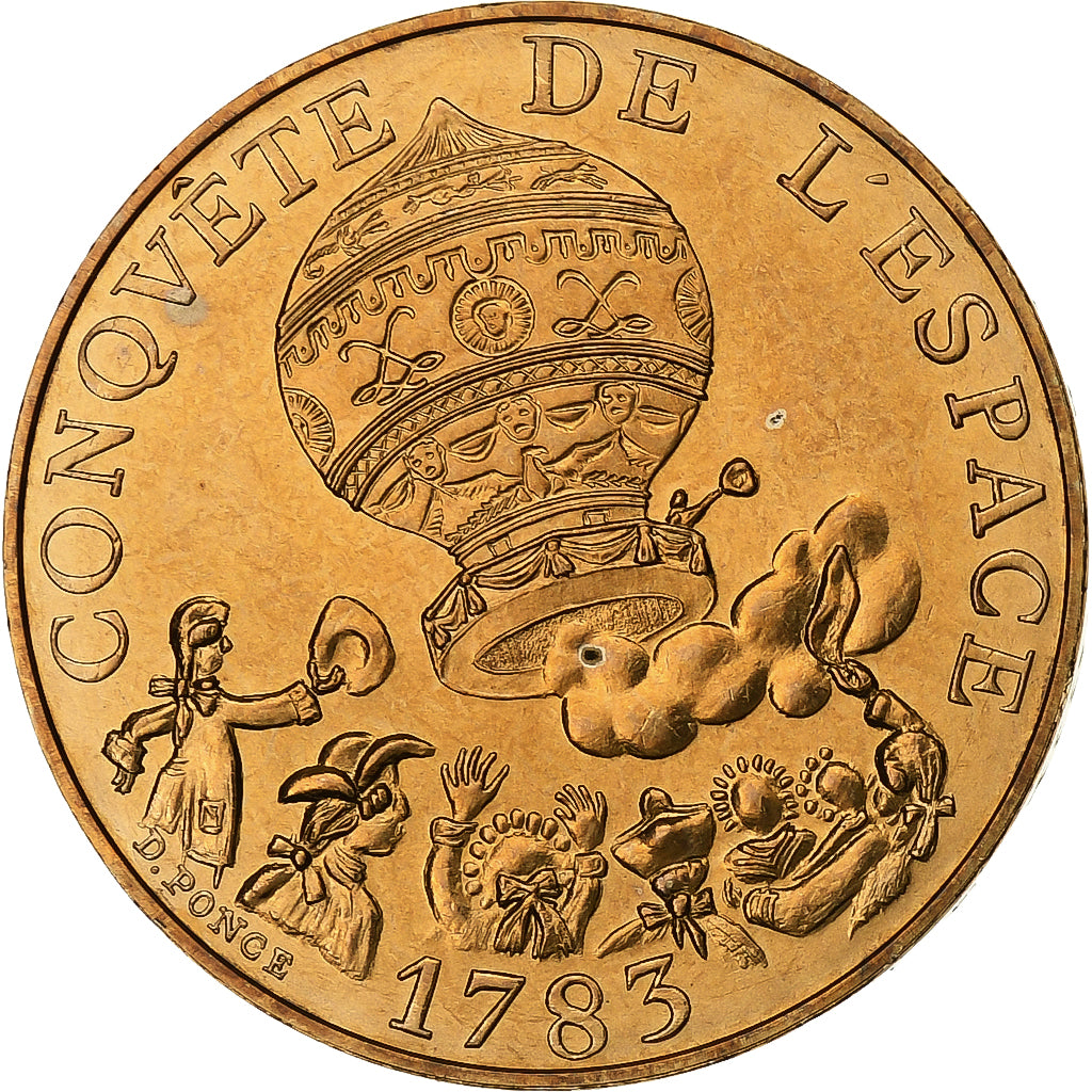 France, 10 Francs, La conquête, 1983, Paris, Tranche A, Nickel-Bronze, FDC