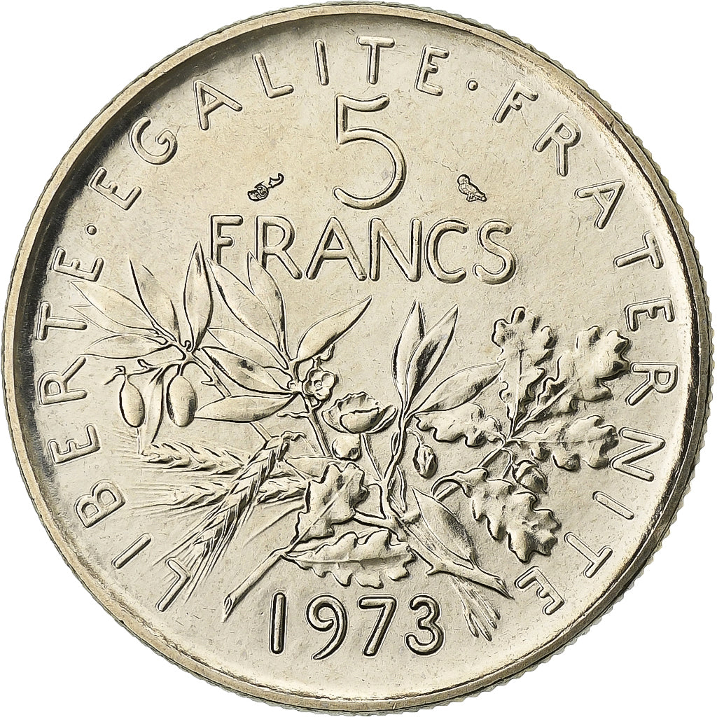 Moneta, Francia, Semeuse, 5 Francs, 1973, Paris, FDC, Nichel placcato