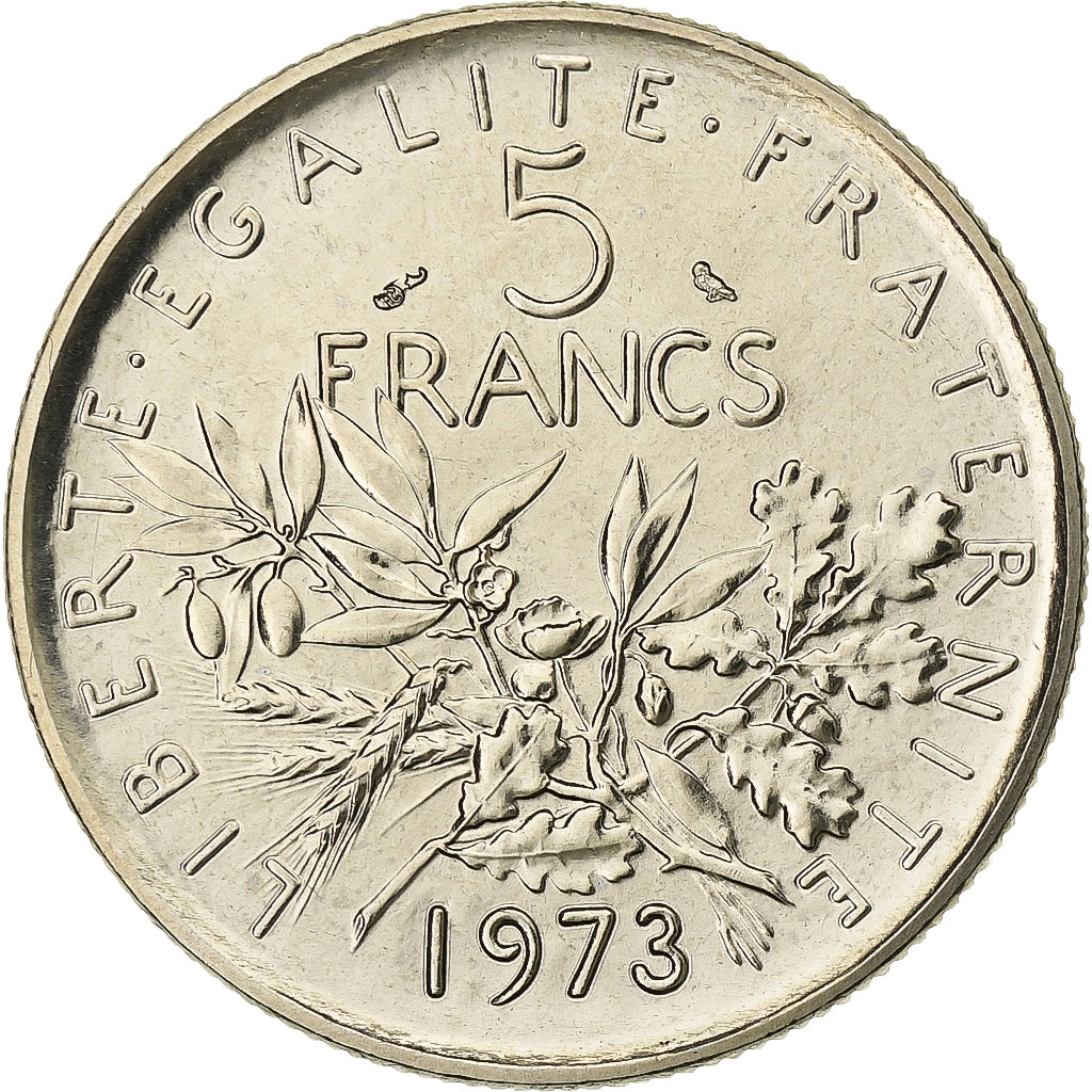France, 5 Francs, Semeuse, 1973, Paris, Nickel Clad Copper-Nickel, FDC