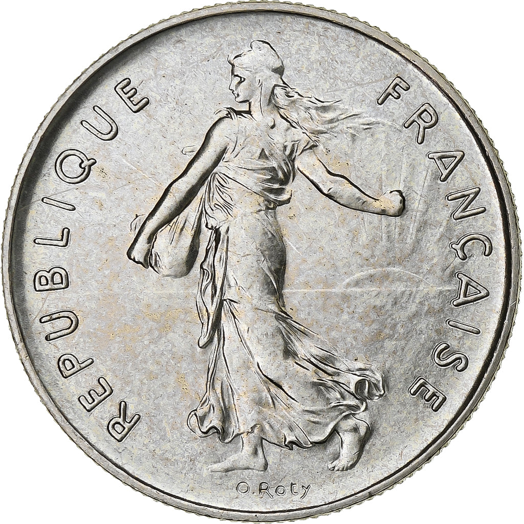 Francia, 5 Francs, Semeuse, 1975, Paris, série FDC, Nichel placcato