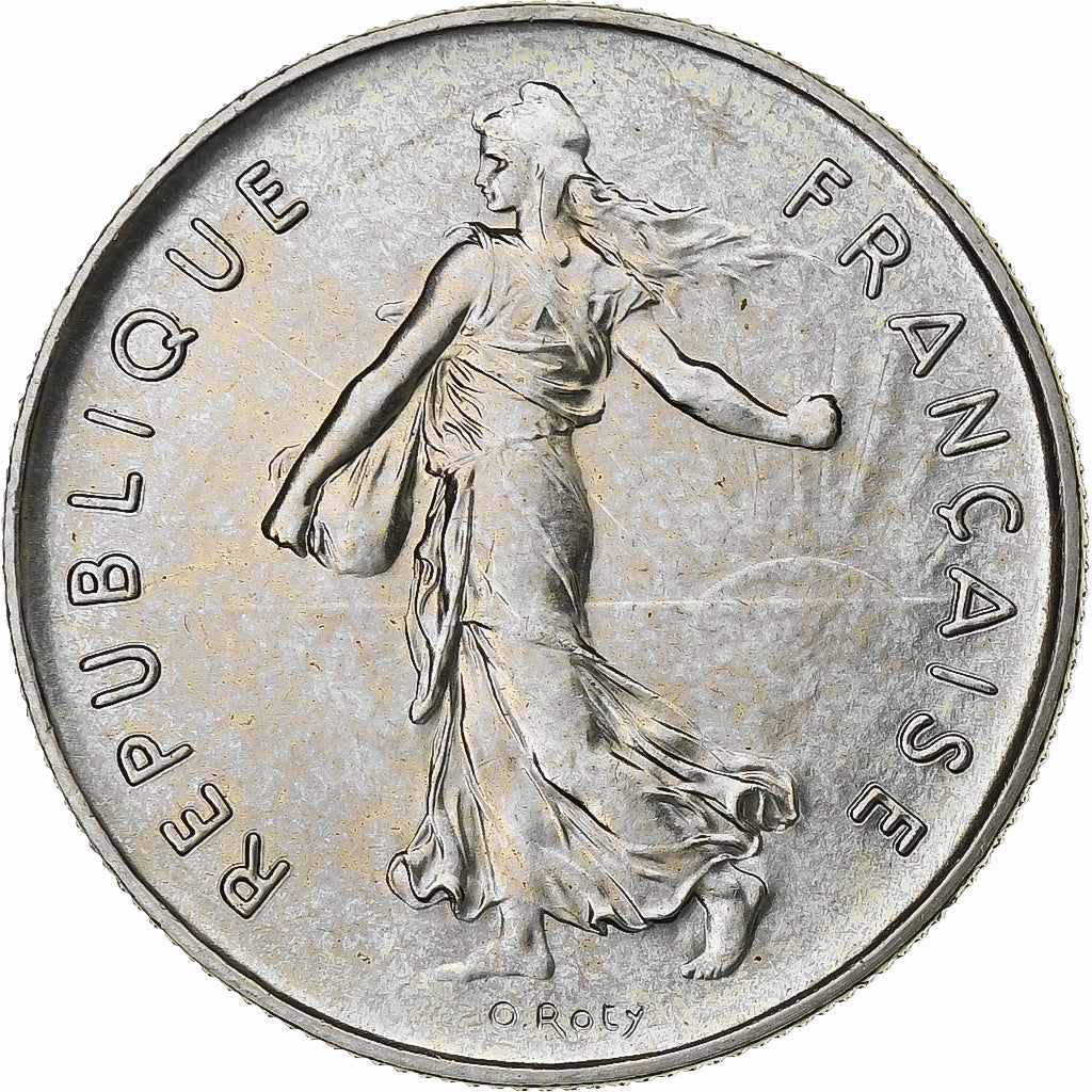 Francja, 5 Francs, Semeuse, 1975, Paris, série FDC, Nikiel powlekany miedzią i