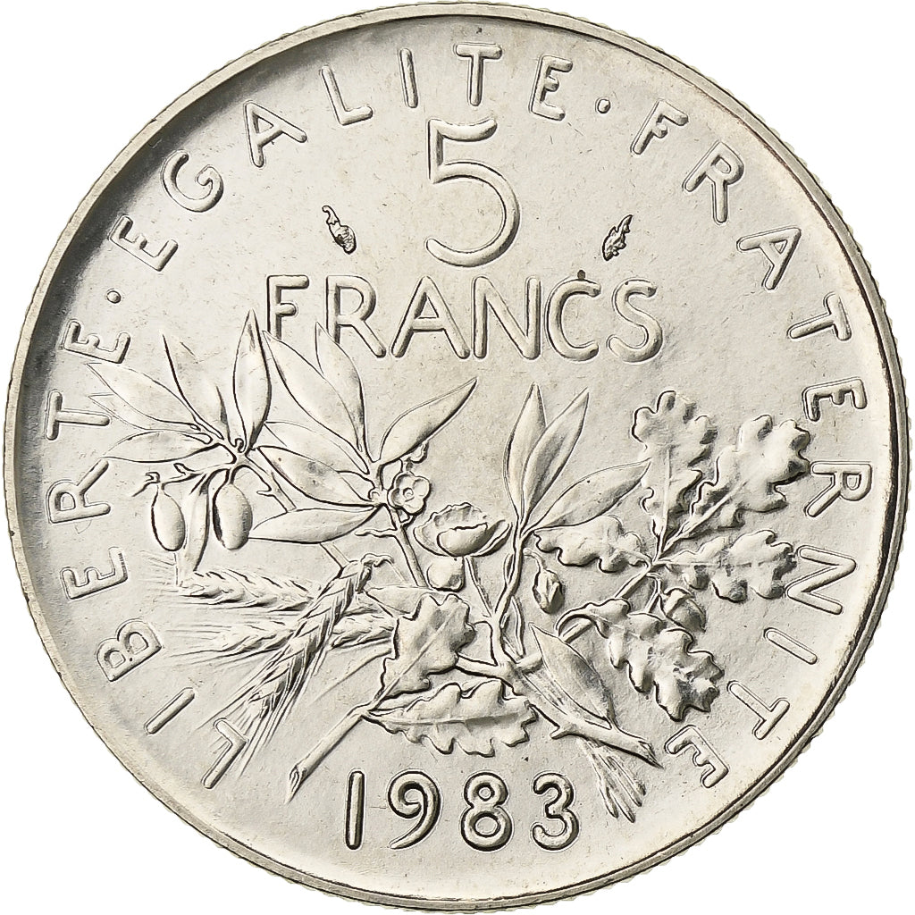 France, 5 Francs, Semeuse, 1983, Paris, FDC, Nickel Clad Copper-Nickel, FDC