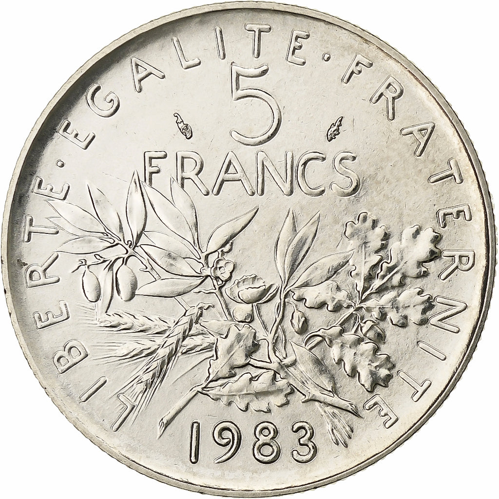 France, 5 Francs, Semeuse, 1983, Paris, FDC, Nickel Clad Copper-Nickel, FDC