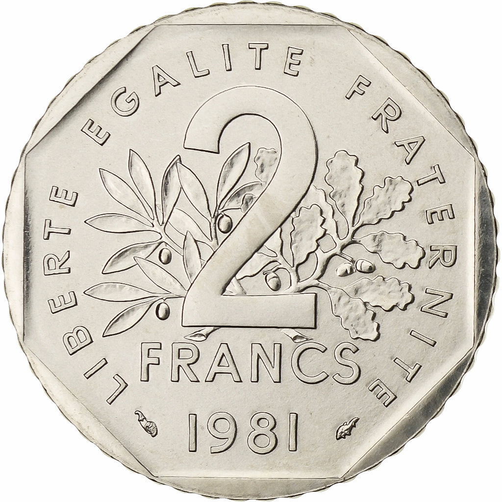 Frankrijk, 2 Francs, Semeuse, 1981, Paris, FDC, Nickel, FDC, Gadoury:547