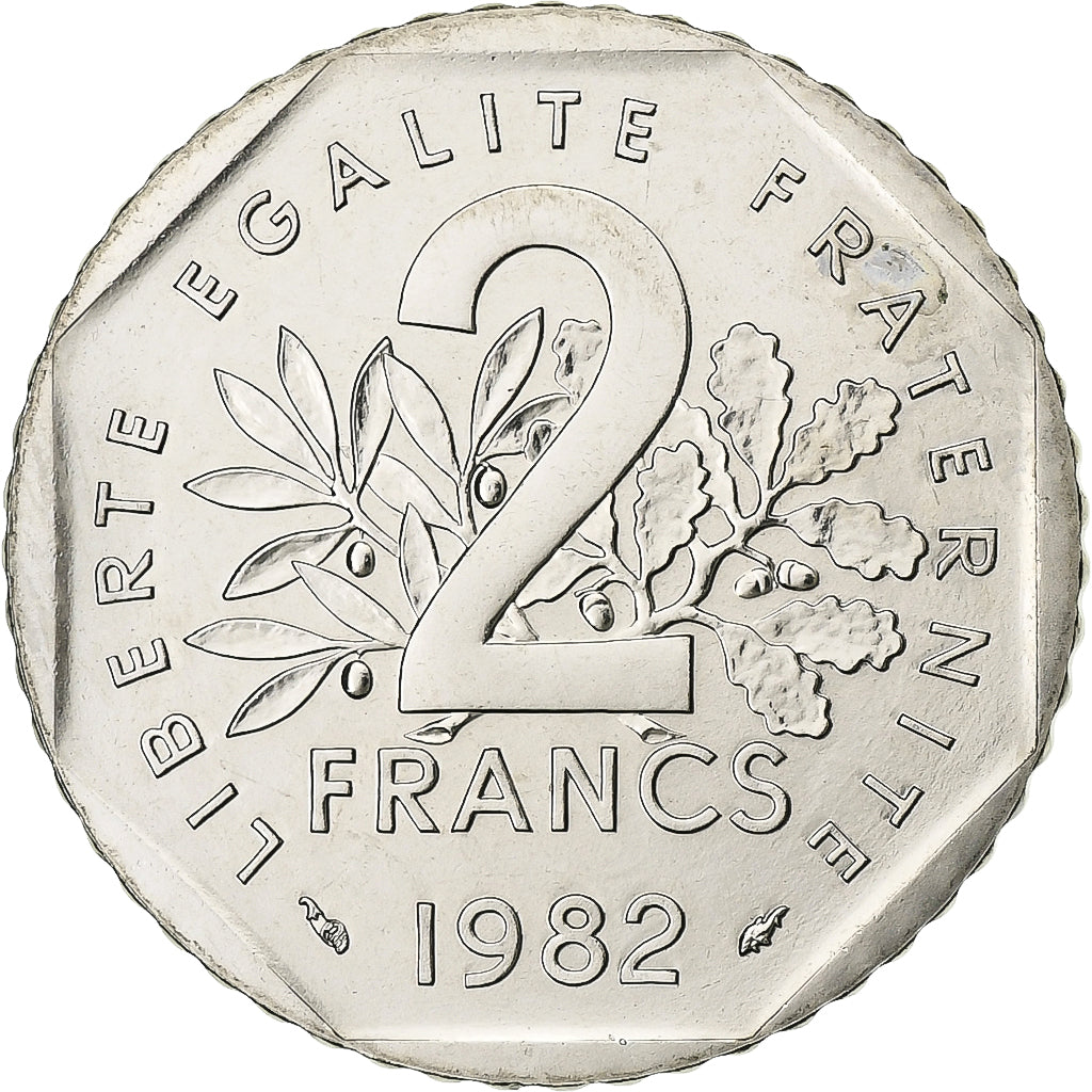 Frankrijk, 2 Francs, Semeuse, 1982, Monnaie de Paris, série FDC, Nickel, FDC