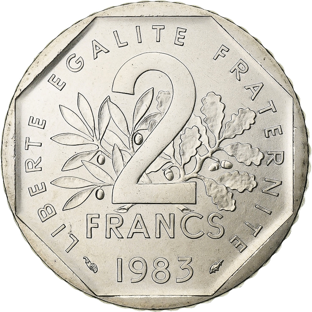 Frankrijk, 2 Francs, Semeuse, 1983, Paris, FDC, Nickel, FDC, Gadoury:547