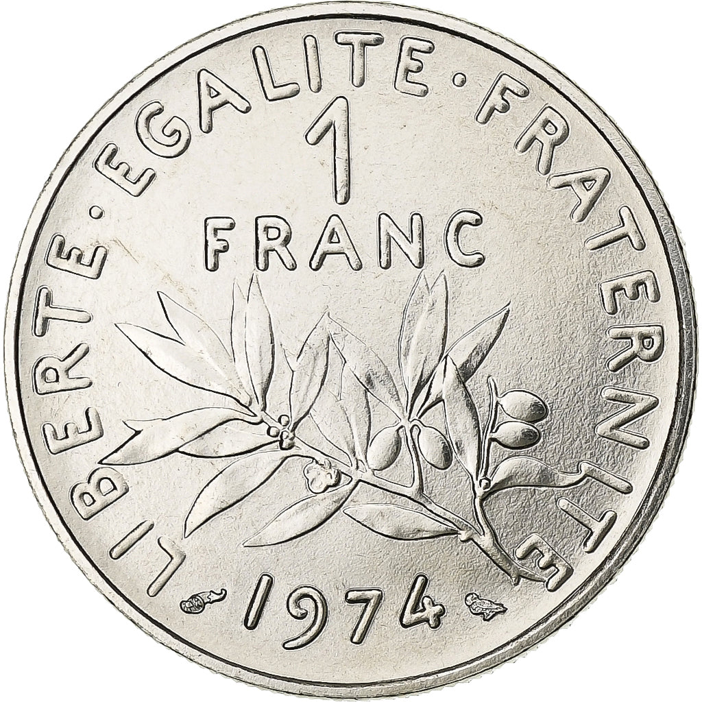 Francja, Franc, Semeuse, 1974, Monnaie de Paris, FDC, Nikiel, MS(65-70)