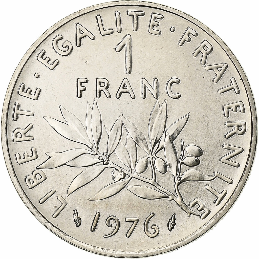 Francja, Franc, Semeuse, 1976, Paris, FDC, Nikiel, MS(65-70), Gadoury:474