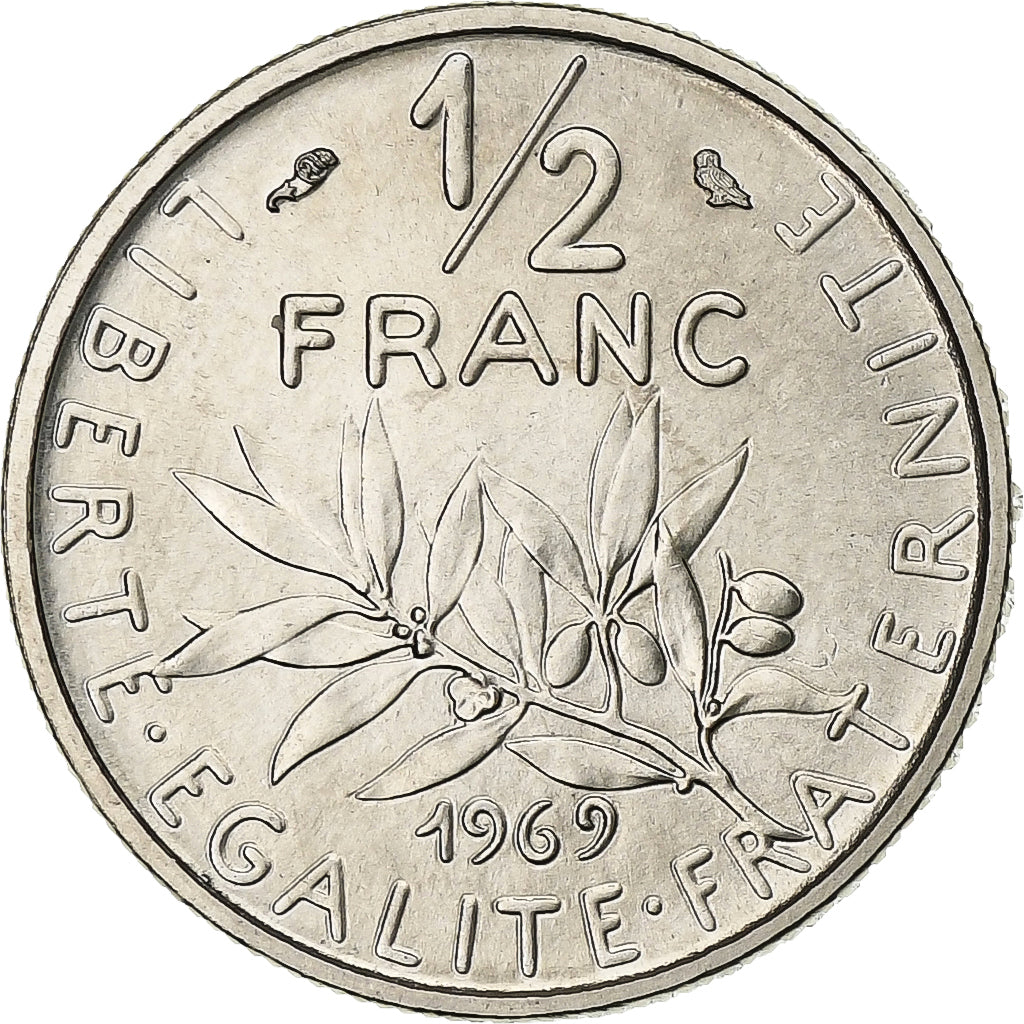 France, 1/2 Franc, Semeuse, 1969, Paris, série FDC, Nickel, MS(65-70)